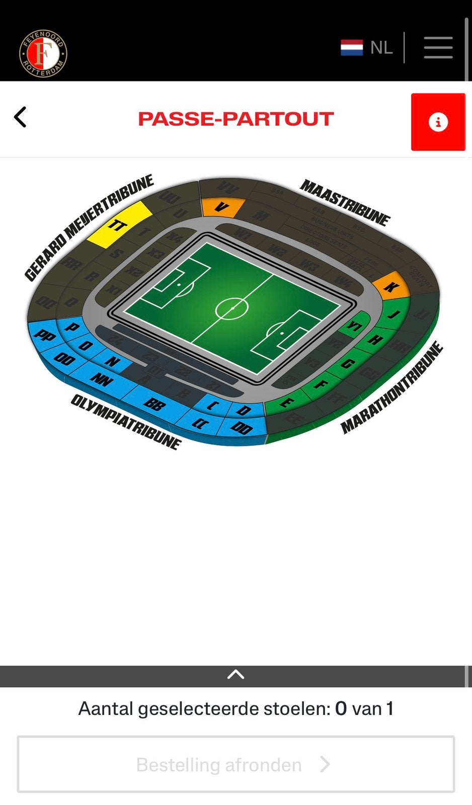 Feyenoord passé partout gele zijde, Overige typen, Eén persoon, Oktober, Europa of Champions League