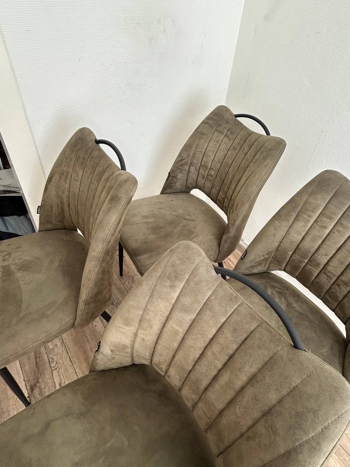 4 lichte groene eettafelstoelen de bommel, Ophalen, Zo goed als nieuw, Overige kleuren