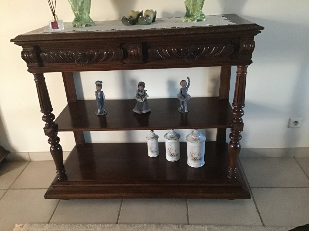 Prachtige wandtafel met mooi houtsnijwerk., Ophalen