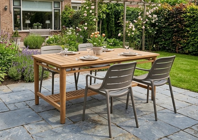 Tuinset Teak | Voorraad opruiming | 50% korting, Tuin en Terras, Tuinsets en Loungesets, Ophalen, 4 zitplaatsen, Teakhout, Nieuw