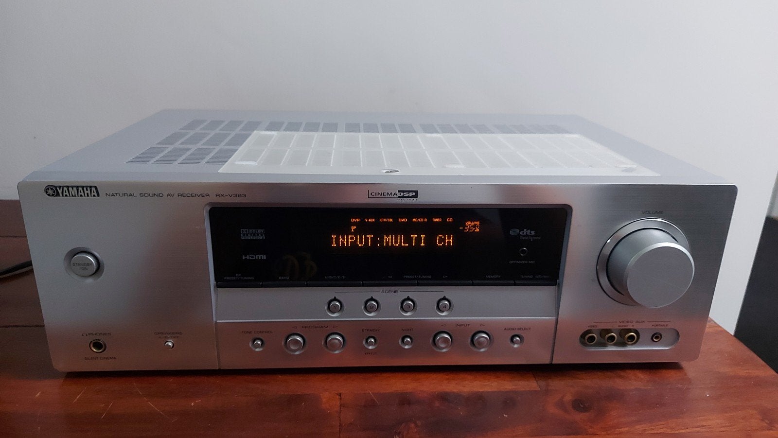 Yamaha RX-V363 Natural Sound AV Receiver zilver met HDMI, Yamaha, Ophalen of Verzenden, Zo goed als nieuw, 60 tot 120 watt