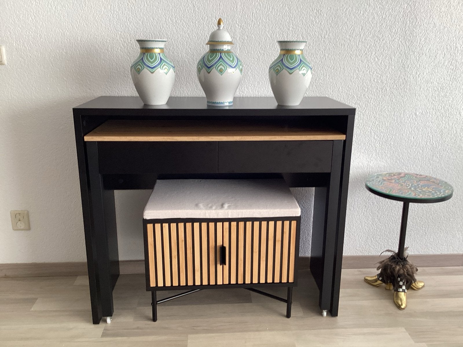 Kaststel: 2 vazen en pot met deksel - Wit, Goud, Blauw, mint, Ophalen of Verzenden