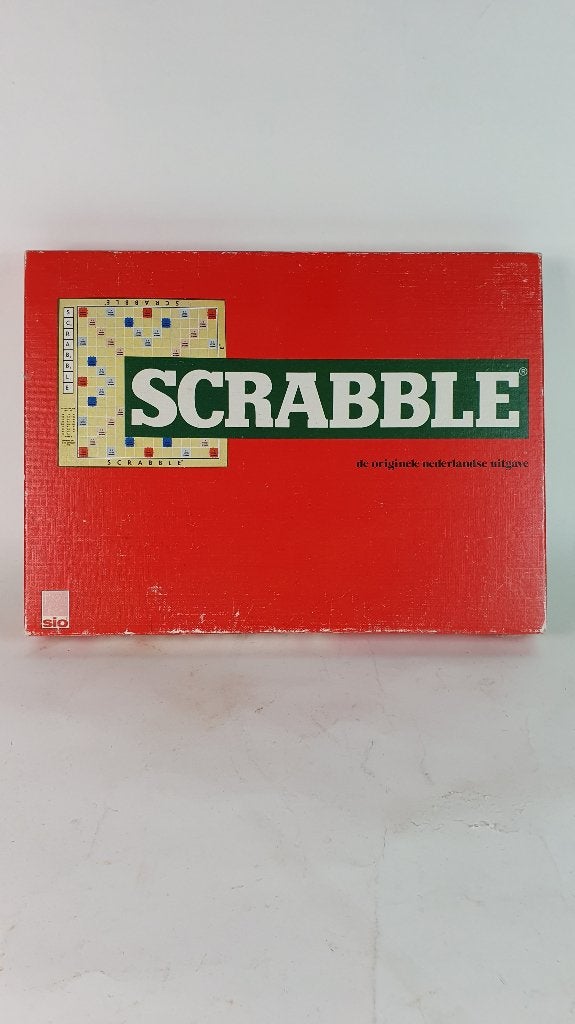 Scrabble, vintage rode doos, Sio, houten steentjes. 8C5, Tweedehands verkoop, Tweedehands verkoop, Gebruikt, Ophalen of Verzenden