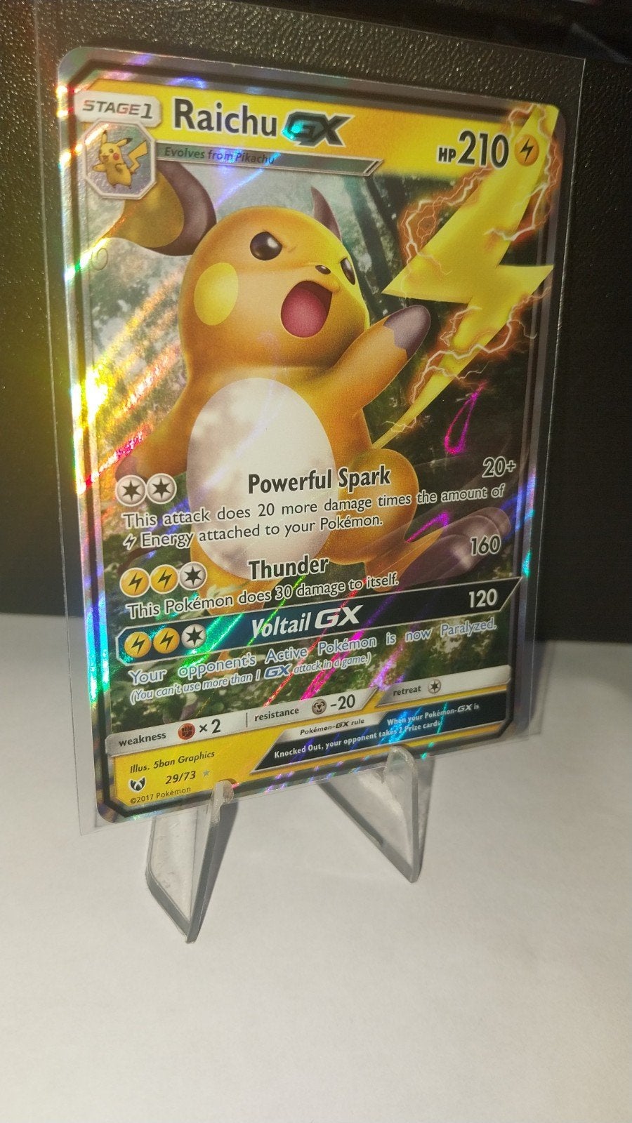 Raichu-GX kaart (29/73) - Shining Legends, Ophalen of Verzenden, Zo goed als nieuw, Losse kaart, Foil