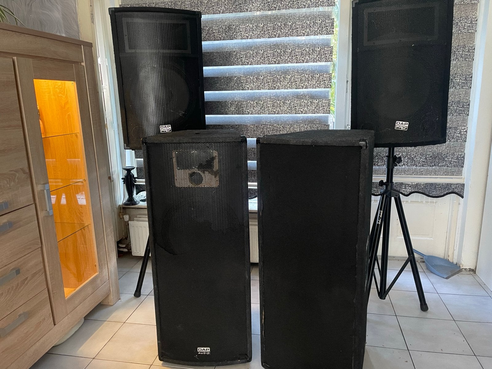 DAP Audio MC-15 Speakerset - 4 stuks, 350W, 8 Ohm Mo Mo Mo m, Gebruikt, Speakerset, Ophalen of Verzenden, Geschikt voor surround/home cinema