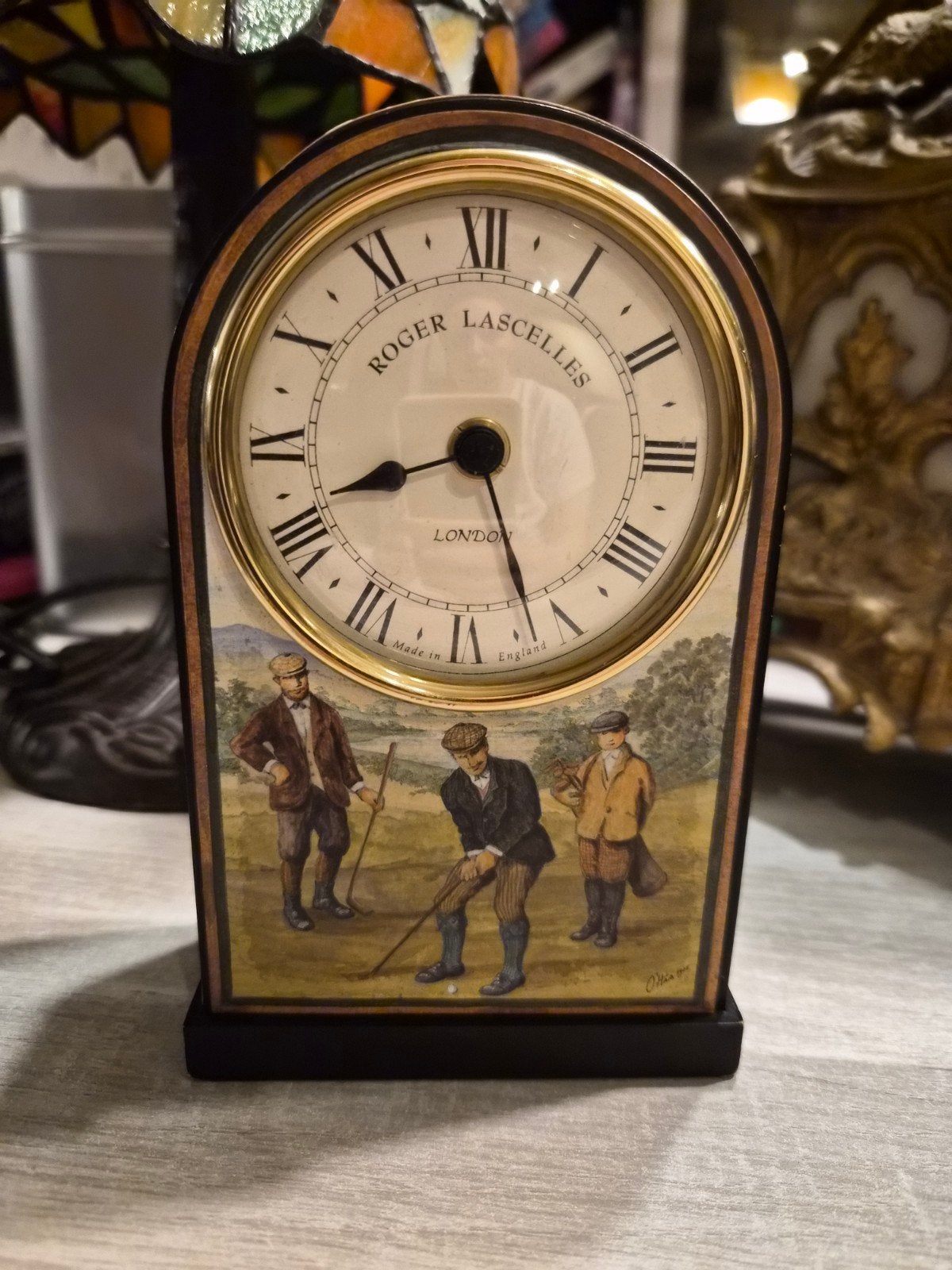 Vintage Roger Lascelles Tafelklok – Golfthema, Ophalen of Verzenden