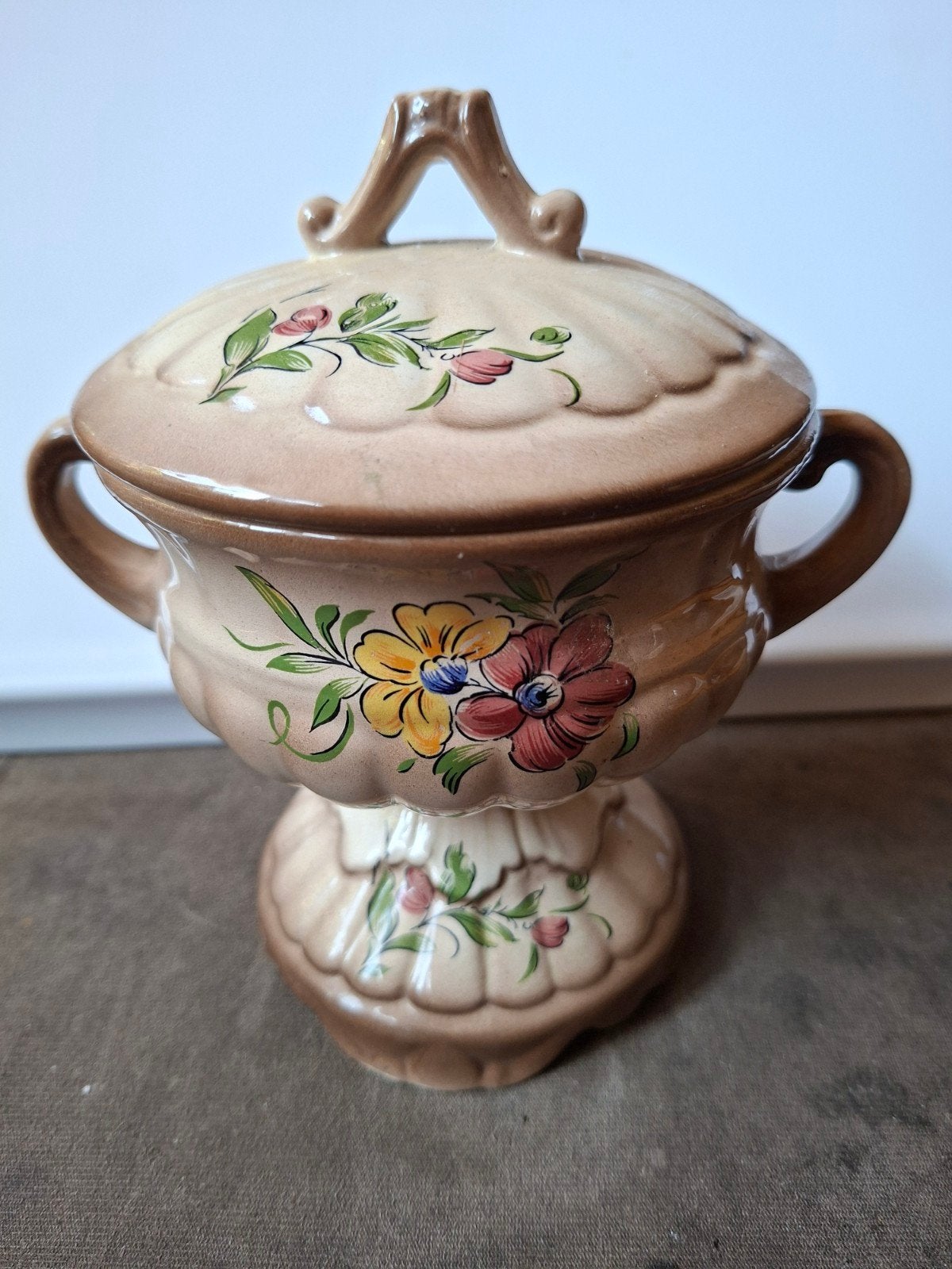 Vintage Italiaanse Handgemaakte Keramische Pot met Deksel, Antiek en Kunst, Ophalen of Verzenden