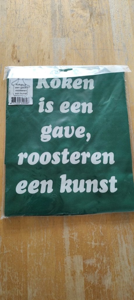 Kookschort met een tekst voor barbecue, nieuw, Huis en Inrichting, Ophalen of Verzenden, Nieuw, Schort
