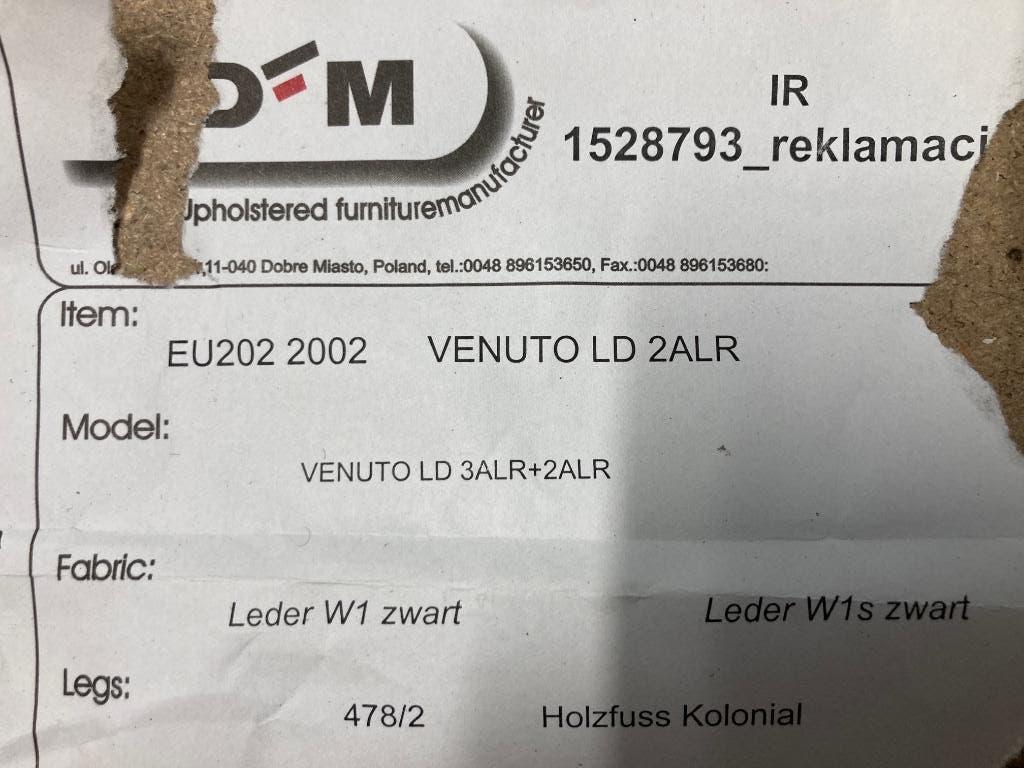 Venuto 2- Zits Bankstel Leder Zwart., Ophalen, Gebruikt, Tweepersoons, Rechte bank