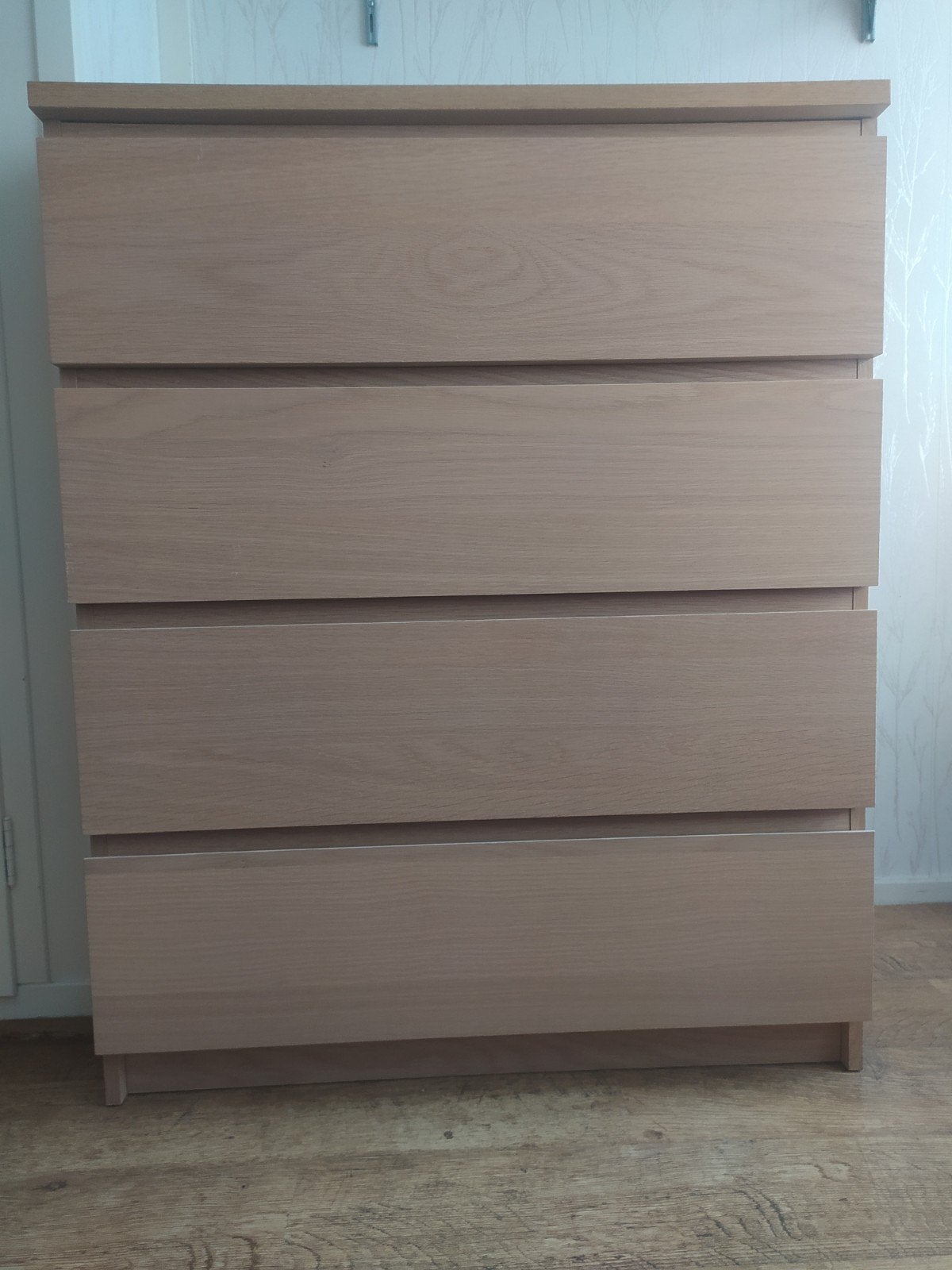 Ikea MALM ladekast met 4 laden, eikenfineer., Ophalen, Gebruikt, 100 tot 150 cm, 50 tot 100 cm