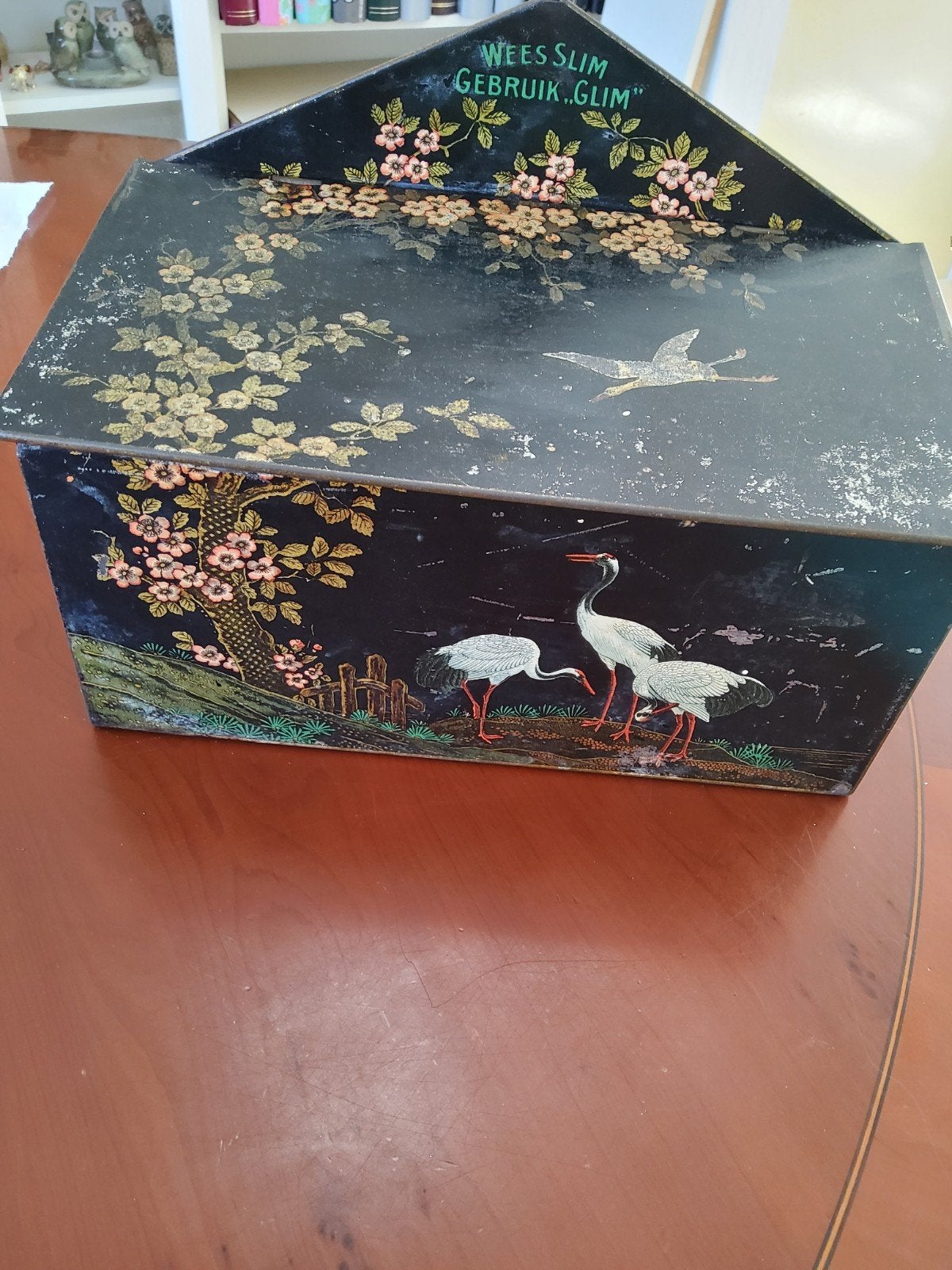 Vintage Glim blikken doos met oosterse decoratie, Ophalen of Verzenden
