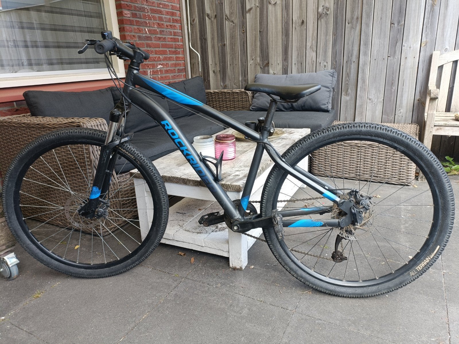 Rockrider zwart/blauw (maar M, 27,5 inch), 53 tot 57 cm, Ophalen, Gebruikt, Overige merken
