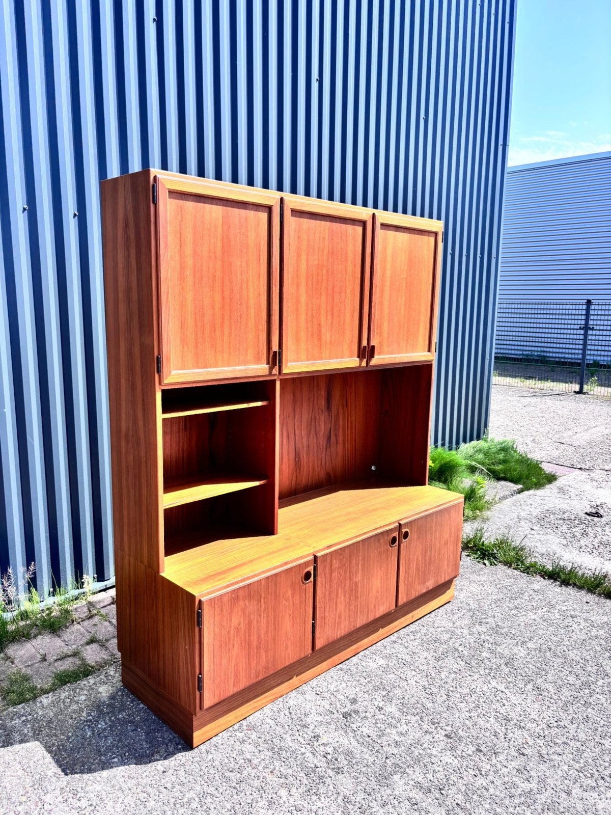 Vintage teak highboard deens kast boekenkast, Ophalen, Gebruikt, G, Minder dan 150 cm