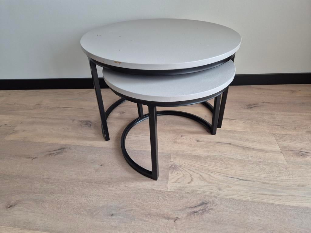 Set van halfronde bijzettafels., Huis en Inrichting, Tafels | Salontafels, Ophalen, 50 tot 100 cm, Rond, 50 tot 100 cm