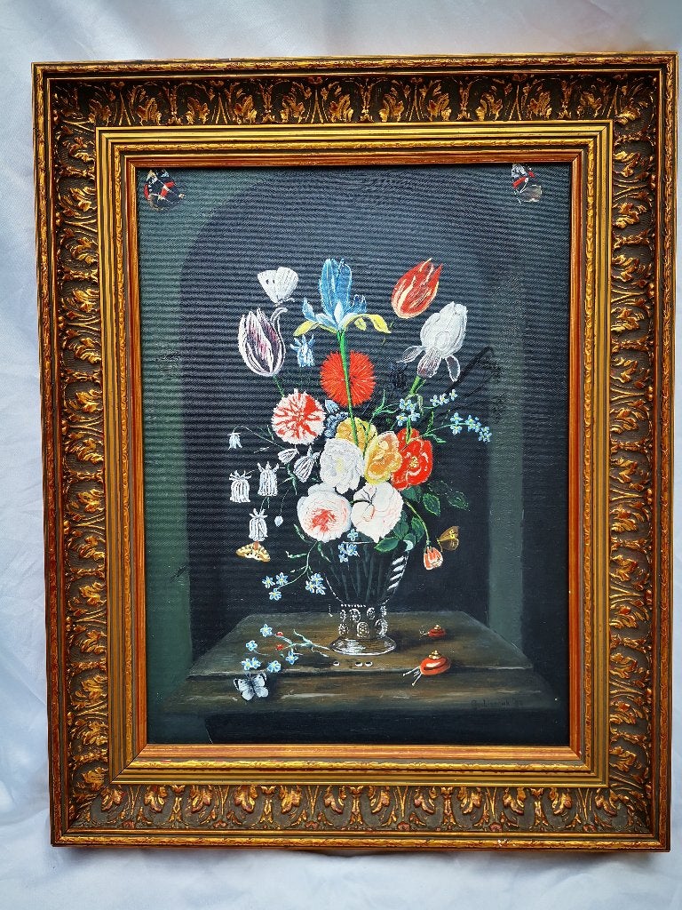 Kleurrijke Kunstwerken Olieverf Schilderij Stilleven boeket, Ophalen of Verzenden