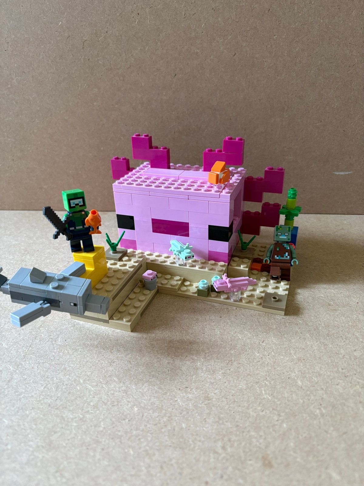 LEGO Minecraft Axolotl Huis 21247, Kinderen en Baby's, Speelgoed | Bouwstenen, Ophalen of Verzenden, Zo goed als nieuw, Overige merken