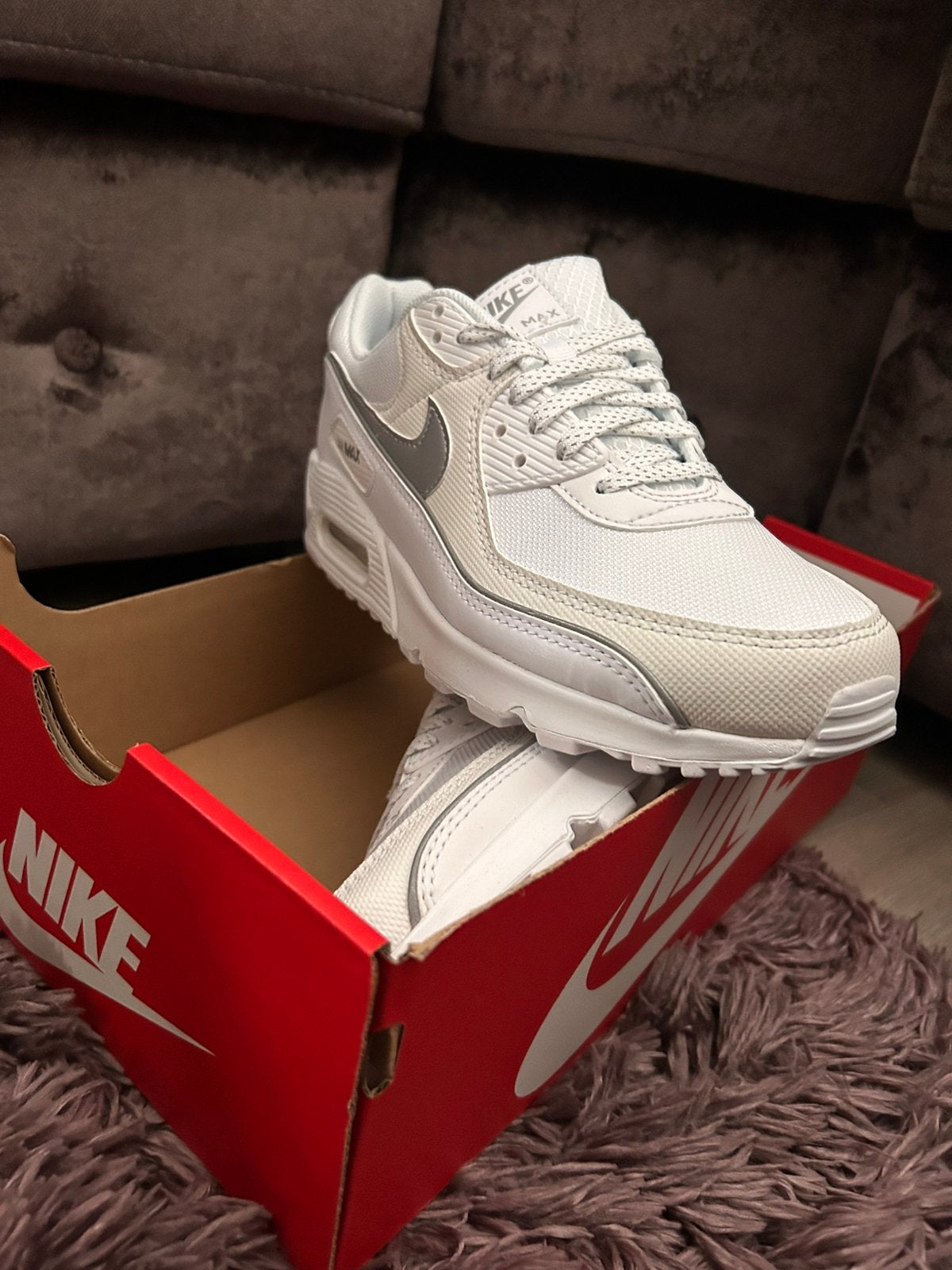 Nike Air Max 90 Premium (PRM) White/Metallic Silver,, Ophalen, Nieuw, Wit