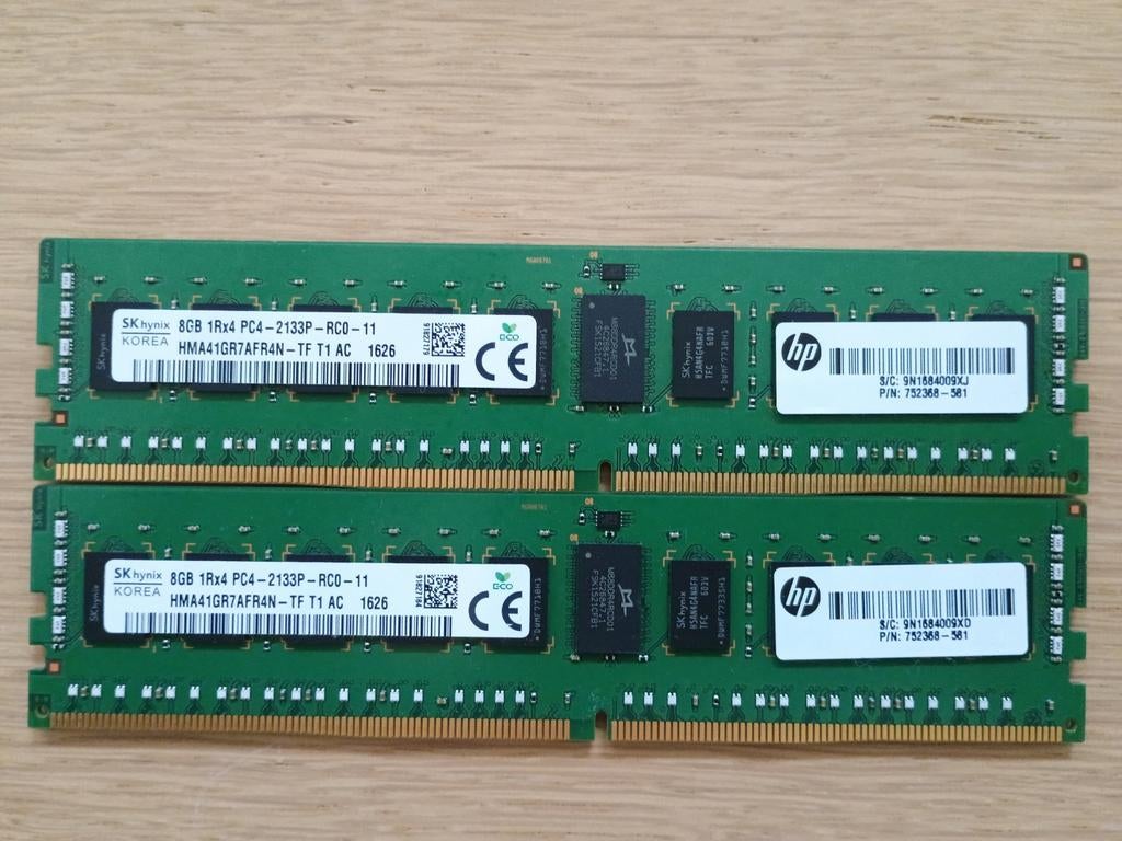 16GB (2x8GB) DDR4 ECC RAM, Computers en Software, Gebruikt, Server, DDR4, Ophalen of Verzenden