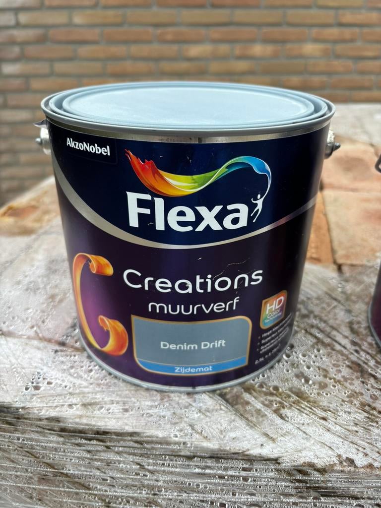 2 potten Flexa Creations muurverf Zijdemat, Ophalen, Zo goed als nieuw, Blauw