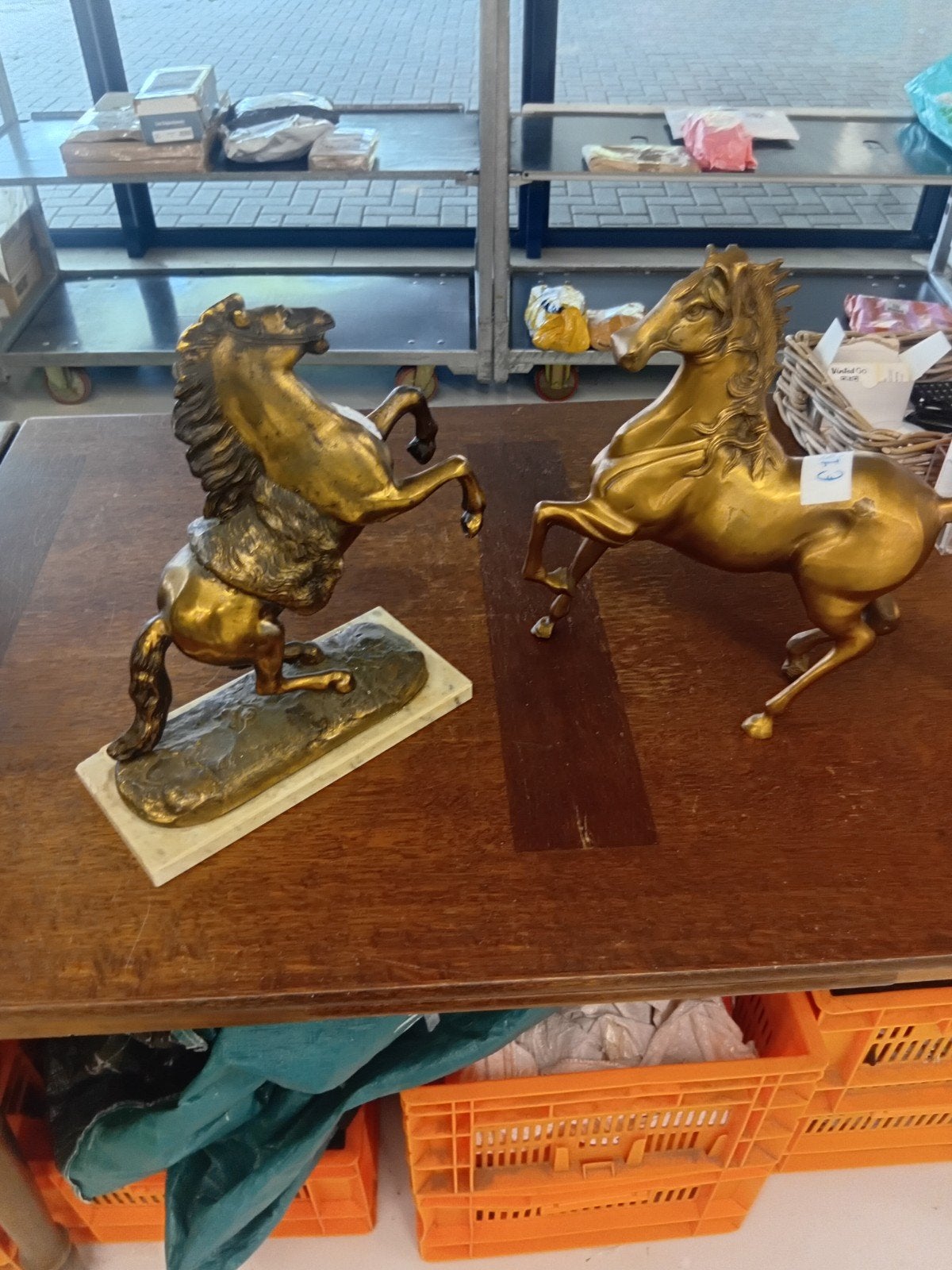 Twee bronzen paardenbeelden, klassieke stijl, Ophalen, Gepatineerd, 20 - 50 cm, Beeld