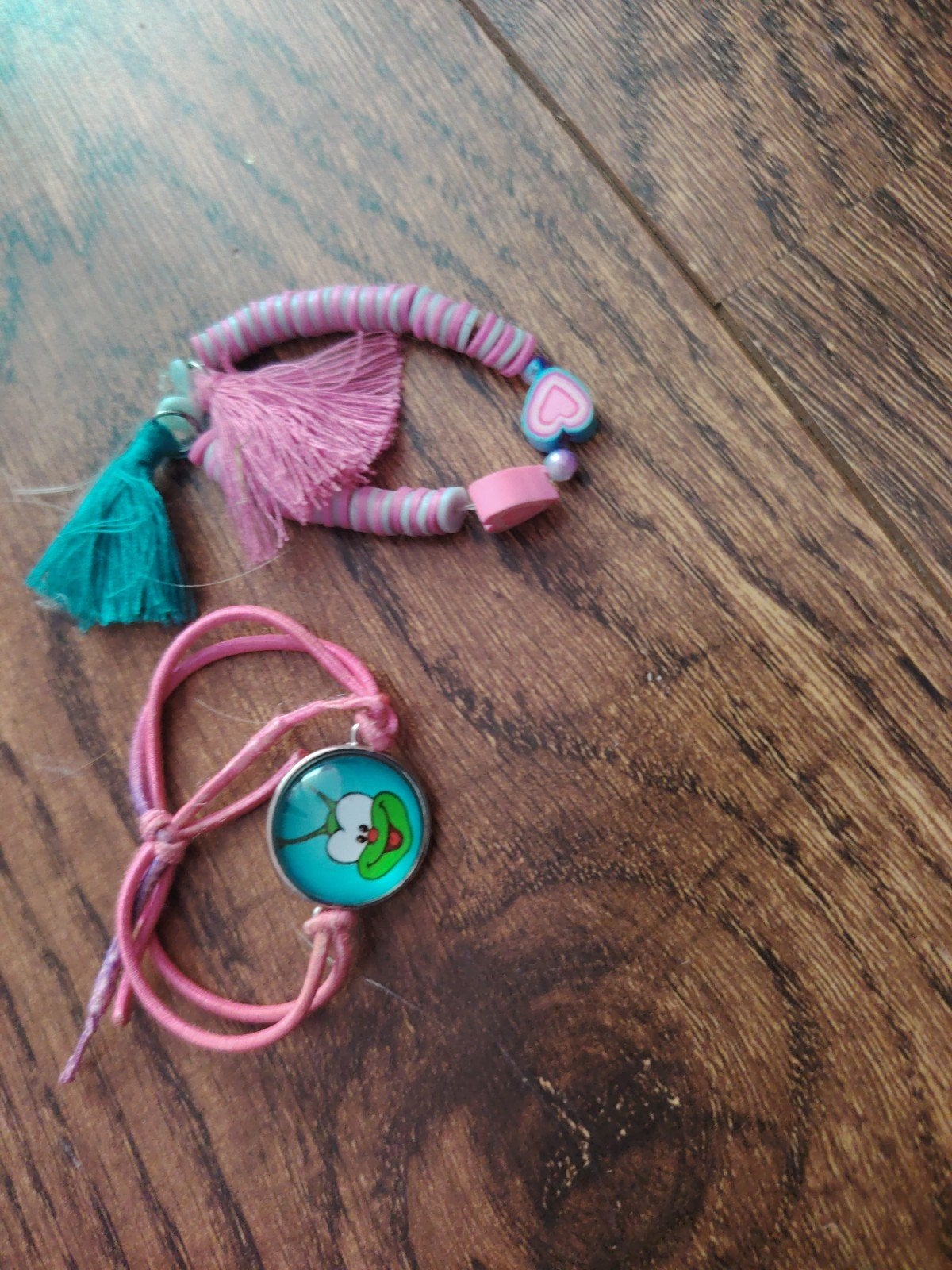 Leuke kinderarmbandjes - roze en blauw, Sieraden, Tassen en Uiterlijk, Kindersieraden, Ophalen of Verzenden, Gebruikt, Roze, Armband