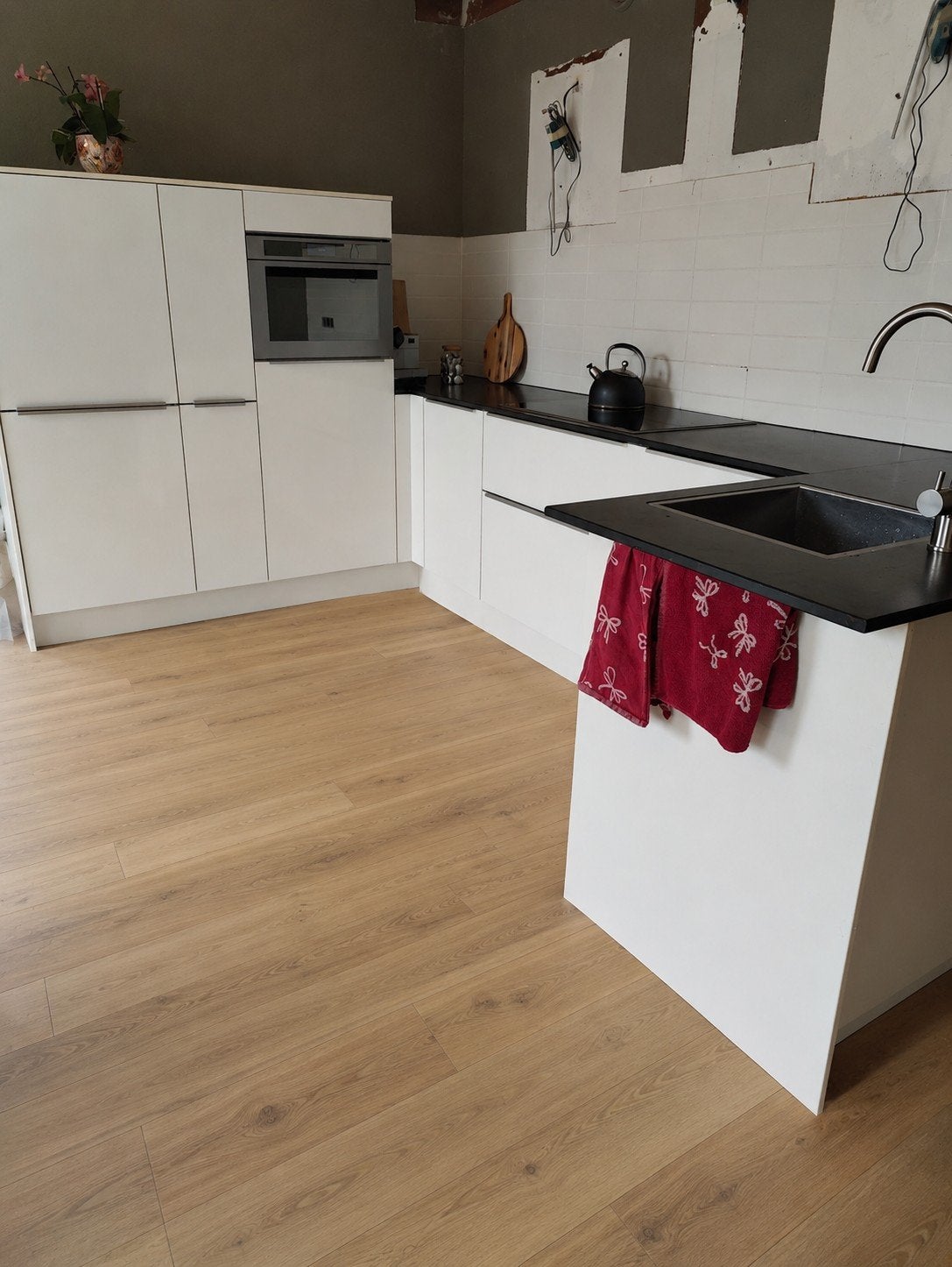 hoogglans witte keuken, Composiet aanrechtblad, Ophalen, Gebruikt, Wit, Hoekkeuken