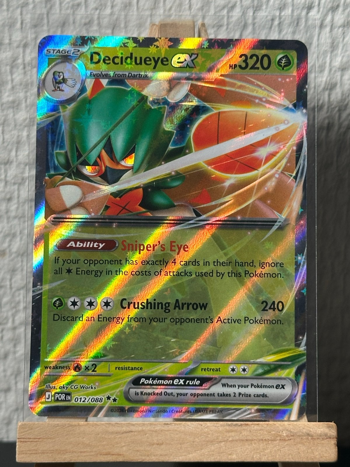 Decidueye ex (POR 012) Perfect Order Pokémon Kaart, Ophalen of Verzenden, Zo goed als nieuw, Losse kaart, Foil