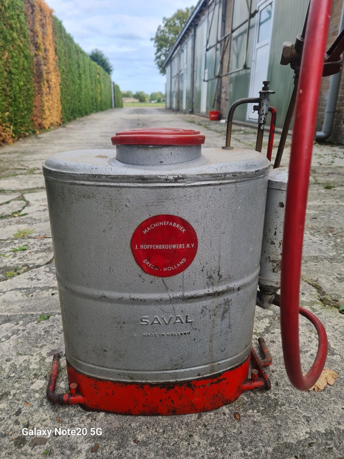 Vintage Saval rugspuit - Machinefabriek J. Hoppenbrouwers, Ophalen of Verzenden