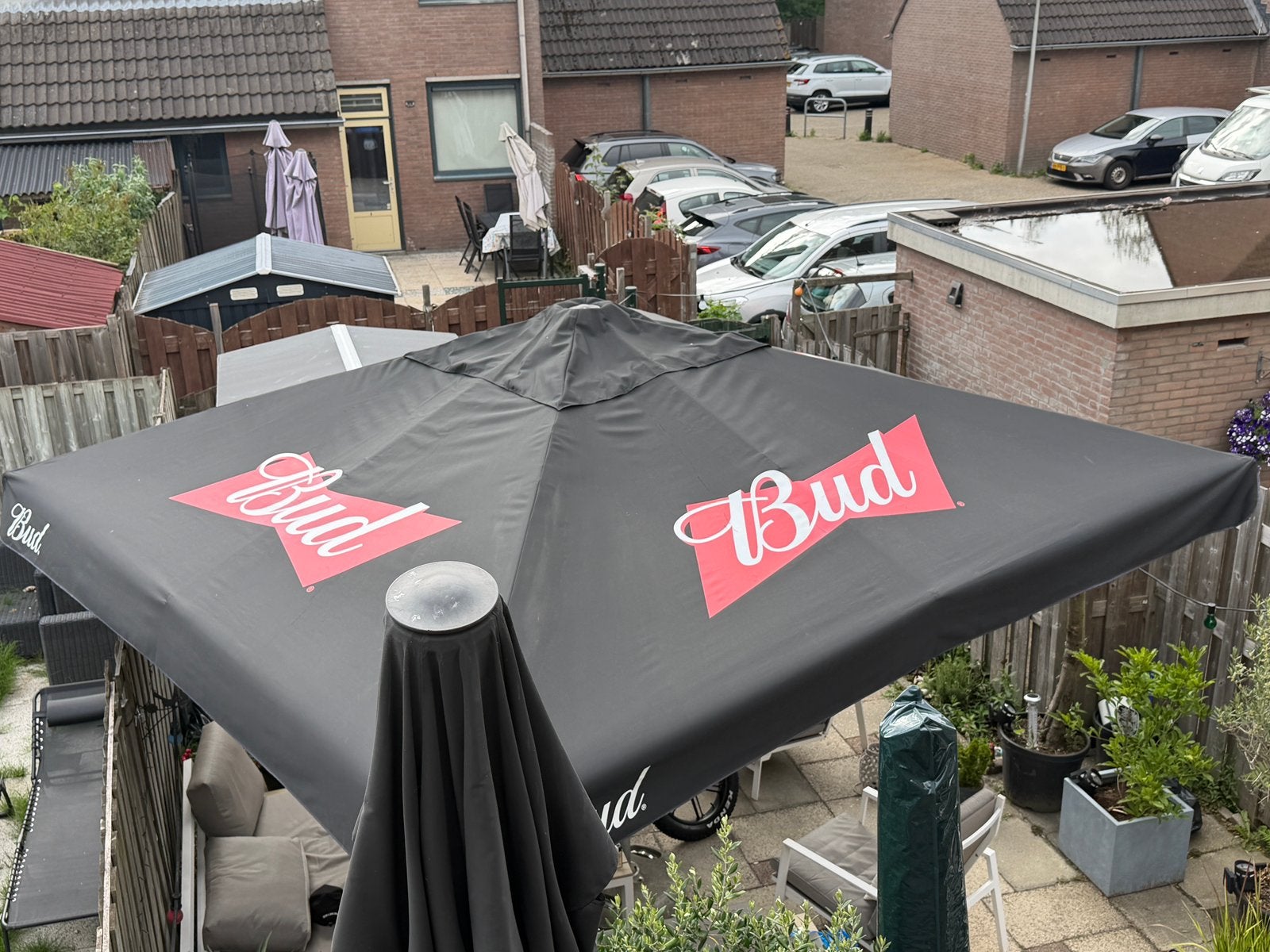 Bud Horeca Parasol 4x4 Terrasparasol Professioneel, Tuin en Terras, Parasols, Meer dan 4 meter, Ophalen