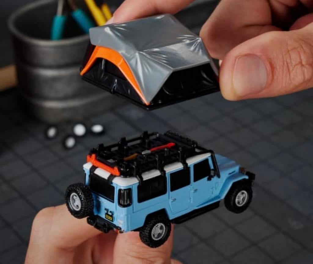 Hot wheels elite 64 mod shop Toyota Land Cruiser met tent, Ophalen of Verzenden, Zo goed als nieuw, Overige typen