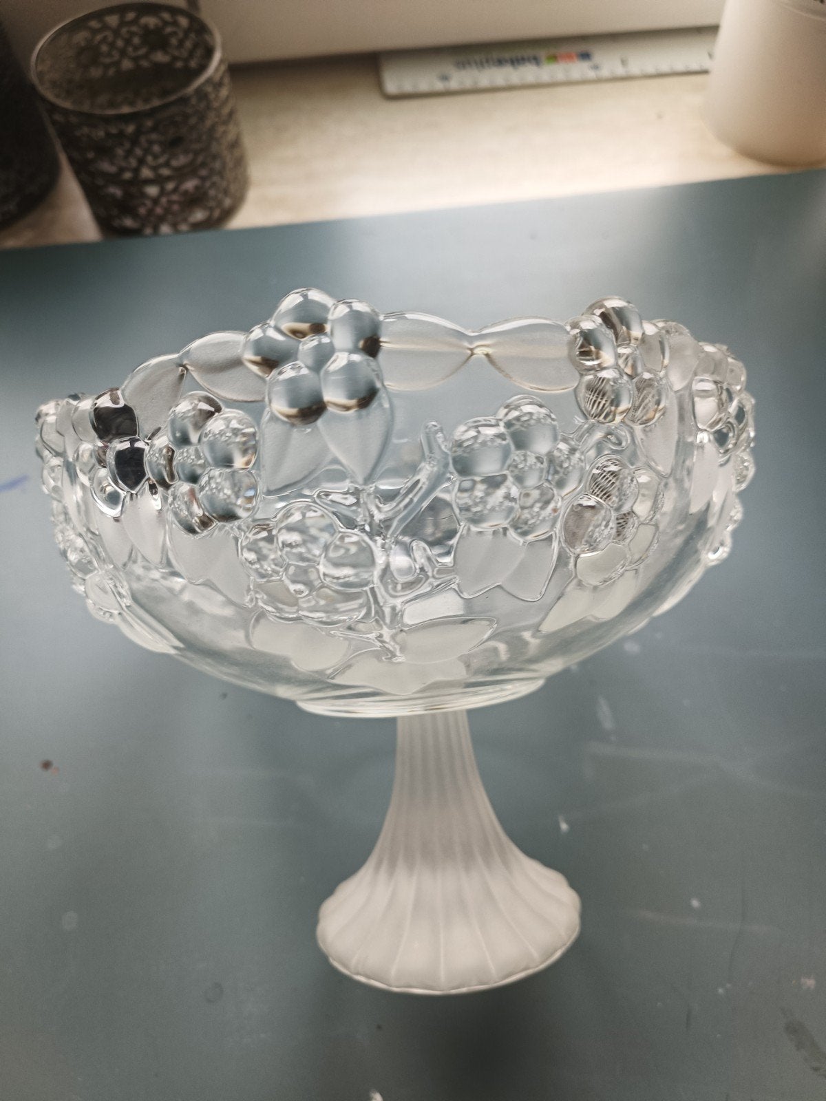 Vintage kristallen schaal op voet – Walther Glas "Carmen" (M, Ophalen, Rechthoekig, Glas