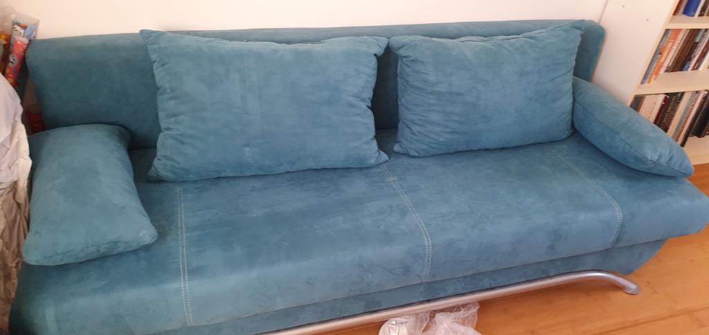 Blauwe slaapbank, Ophalen, Modern, Functioneel, 150 tot 200 cm, Tweepersoons