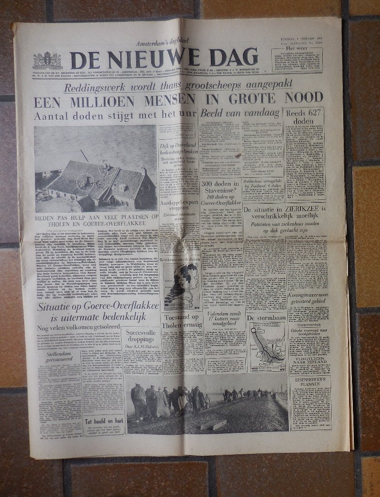 De Nieuwe Dag dinsdag 3 februari 1953, Ophalen, 1940 tot 1960, Nederland, Krant