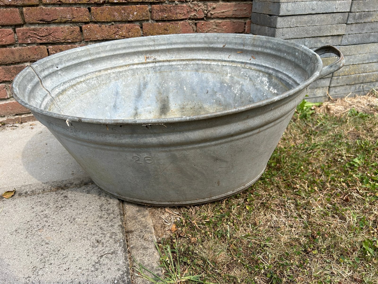 Grote vintage zinken teil - 26 liter, Ophalen of Verzenden