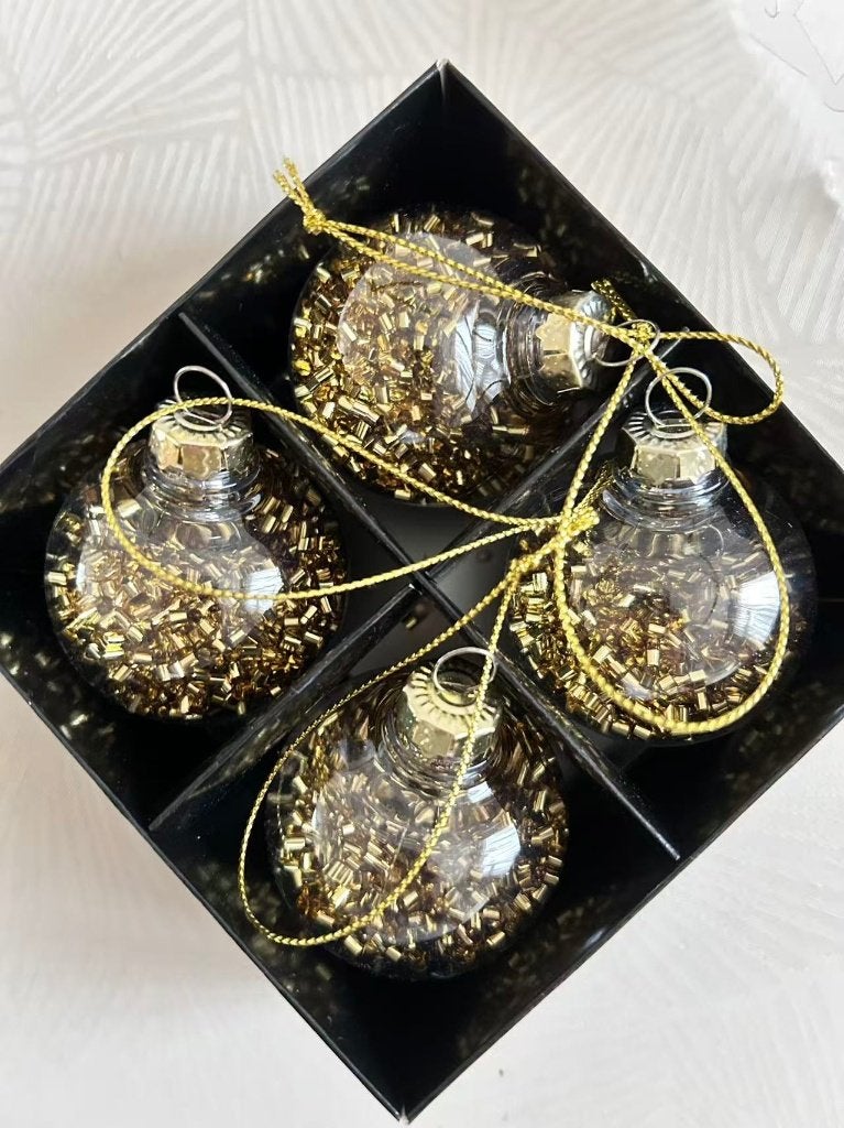 Jens Living-Luxe gouden kerstballen met glitters (4 stukes), Ophalen, Zo goed als nieuw