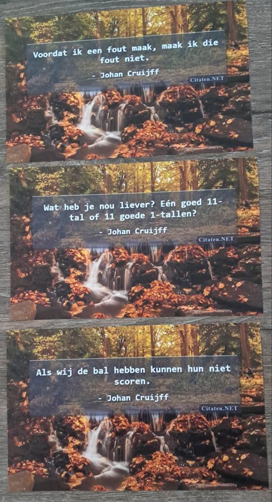Spreukenkaarten   Johan Cruijff, Ophalen of Verzenden, Zo goed als nieuw, Ajax, Poster, Plaatje of Sticker
