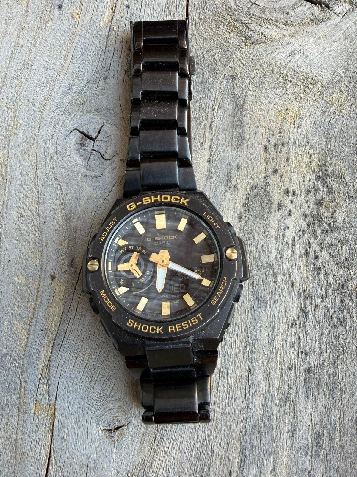Casio G-Shock G-Steel– Solar & Bluetooth – Zwart/Goud, Sieraden, Tassen en Uiterlijk, Horloges | Heren, Ophalen of Verzenden, Zo goed als nieuw