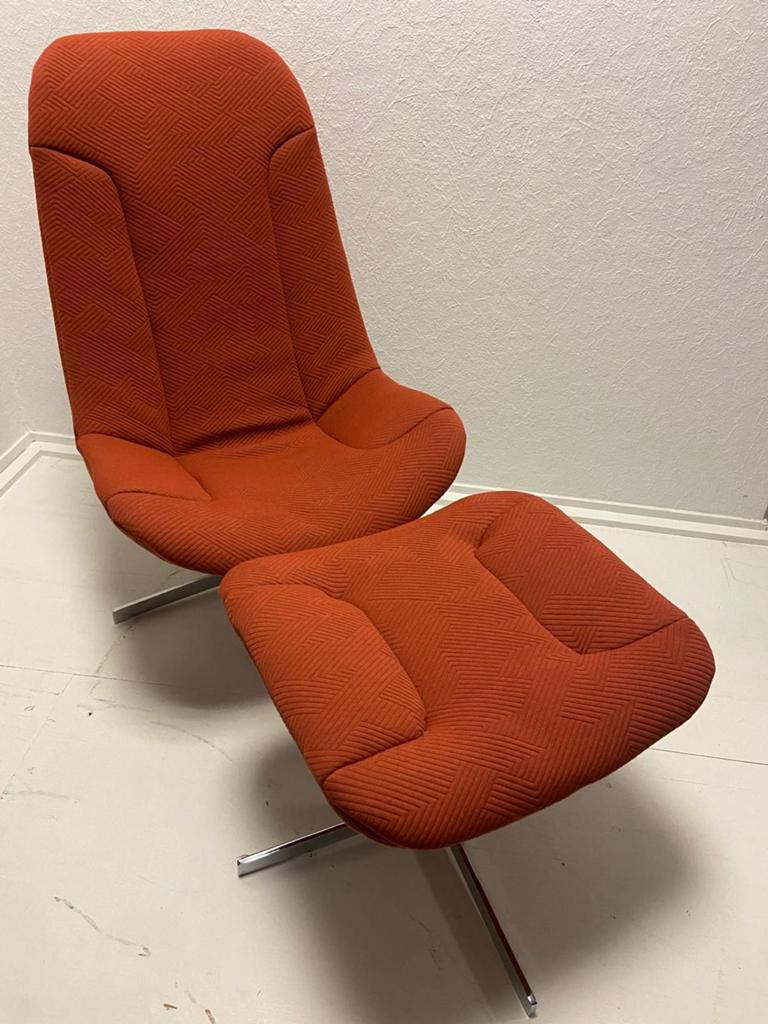 Gelderland 7405 | Draaifauteuil met poef | Kvadrat burnt ora, Info@andriesign.nl, Modern design refurbished design, 75 tot 100 cm