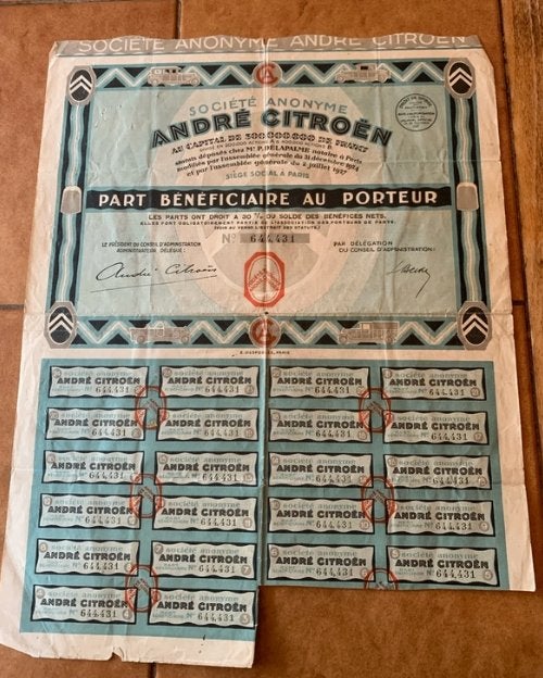 CITROEN AANDEEL 1927, Ophalen of Verzenden, Gelezen, Citroën