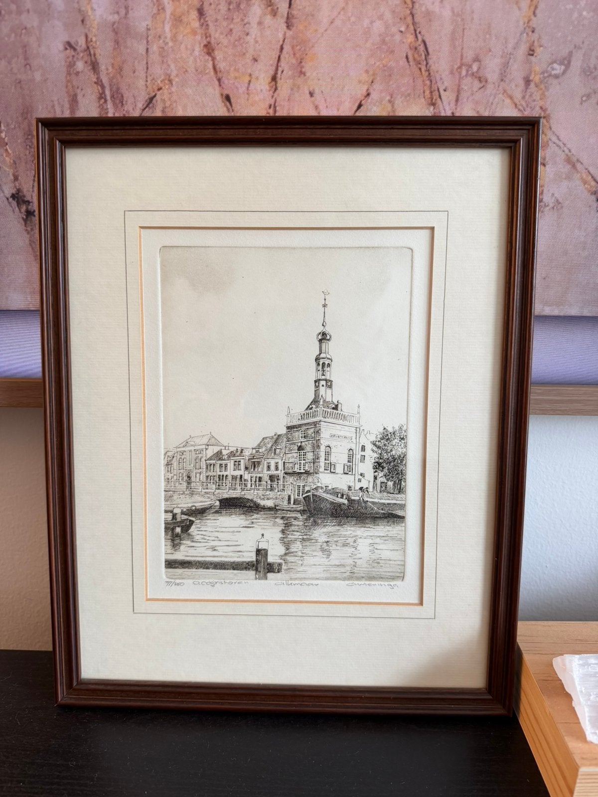Originele ets A. Wieringa, Accijnstoren Alkmaar, 77/250, Antiek en Kunst, Kunst | Etsen en Gravures, Stadsgezicht, Ophalen of Verzenden
