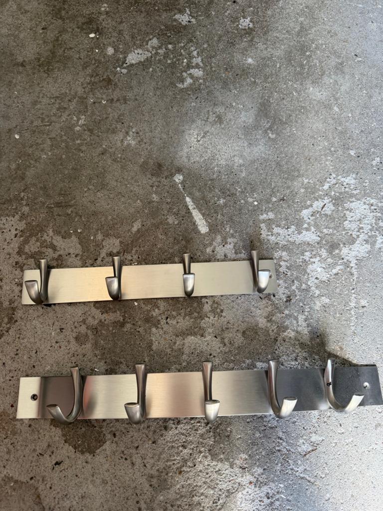 Set van 2 RVS wandkapstokken met haken, Ophalen, Gebruikt, Metaal, Wandkapstok