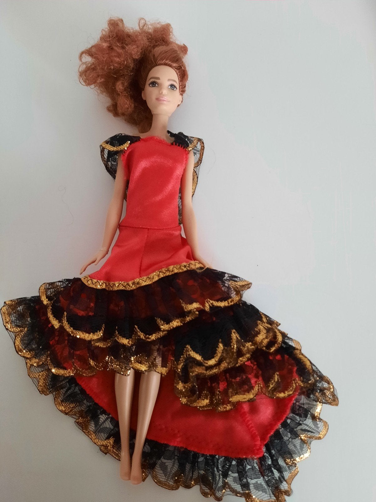 Barbie met Spaanse jurk - Flamenco stijl, Ophalen of Verzenden, Gebruikt, Barbie