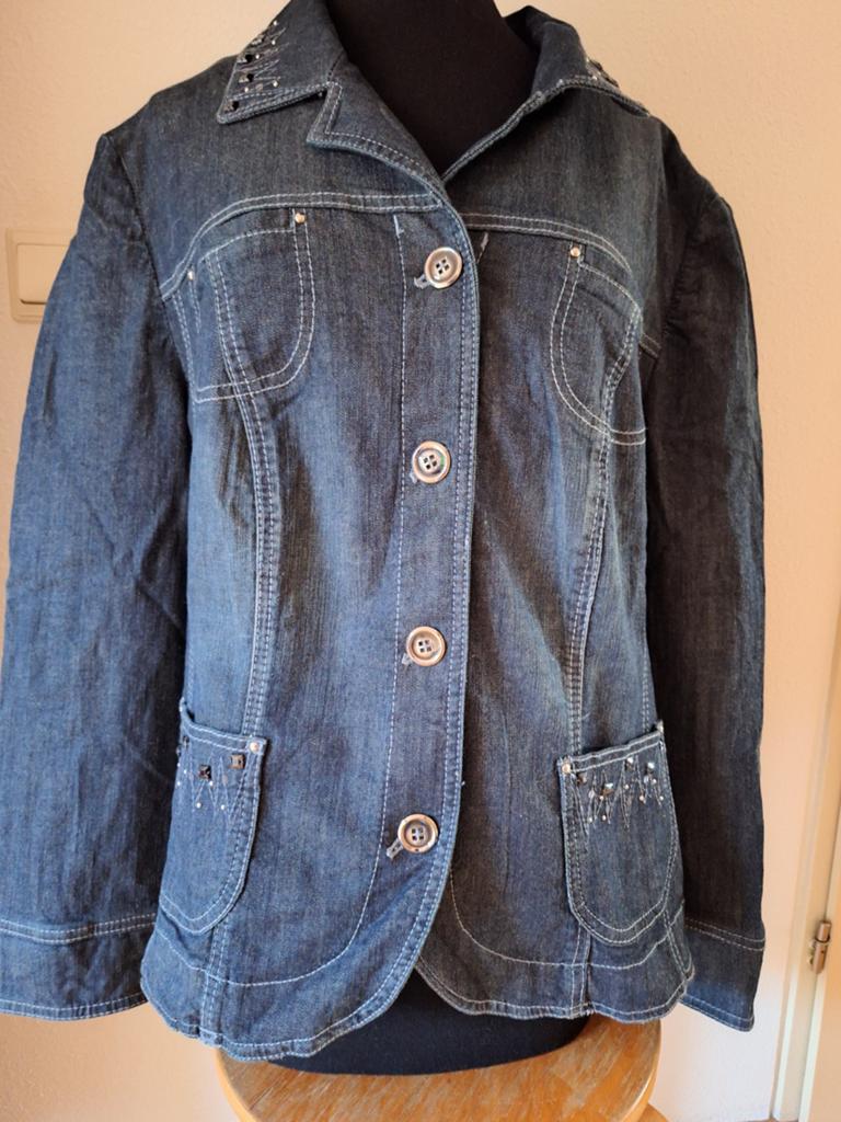 Gerry Weber spijkerjasje met versiering, Blauw, Maat 46/48 (XL) of groter, Ophalen of Verzenden, Gerry Weber