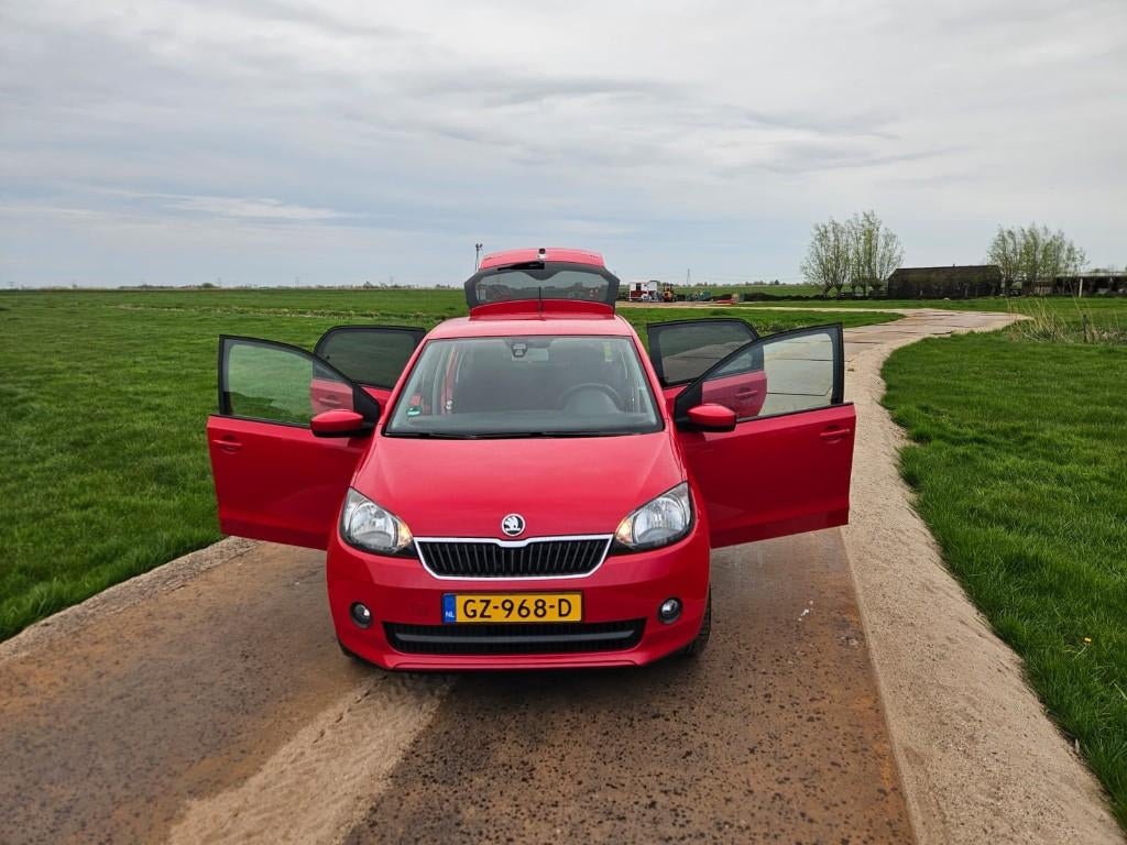 Skoda Citigo 1.0 T 44KW 3D 2015 Rood 5 deurs, Auto's, Voorwielaandrijving, Stof, Euro 6, Start-stop-systeem