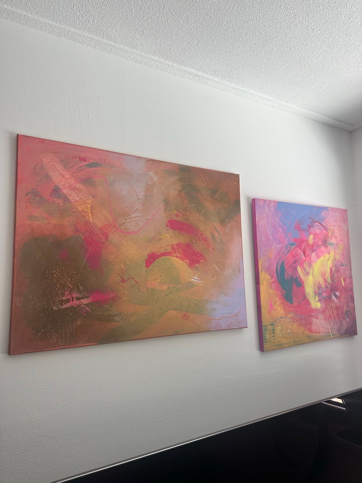 Abstract Schilderij in Warme Tinten - Kunst voor Thuis, Antiek en Kunst, Ophalen