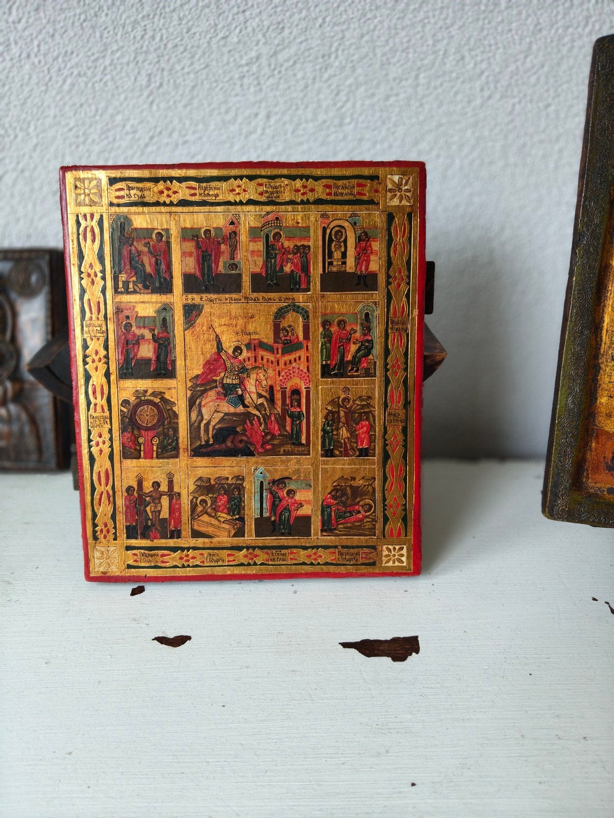 Russisch orthodoxe Icoon, hout, 18e eeuw, Antiek en Kunst, Ophalen of Verzenden