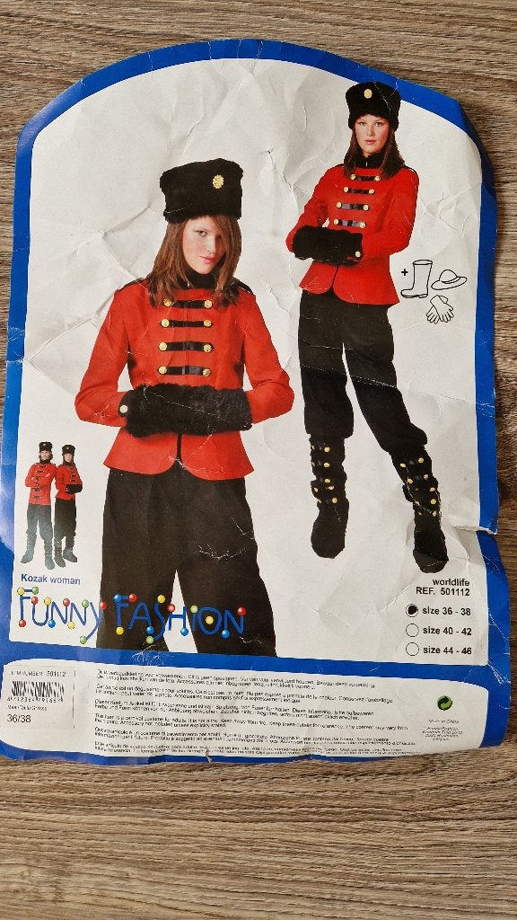 Kozakken Carnaval kostuum dames mt 36/38 5-delig, Carnaval, Ophalen of Verzenden, Zo goed als nieuw, Kleding