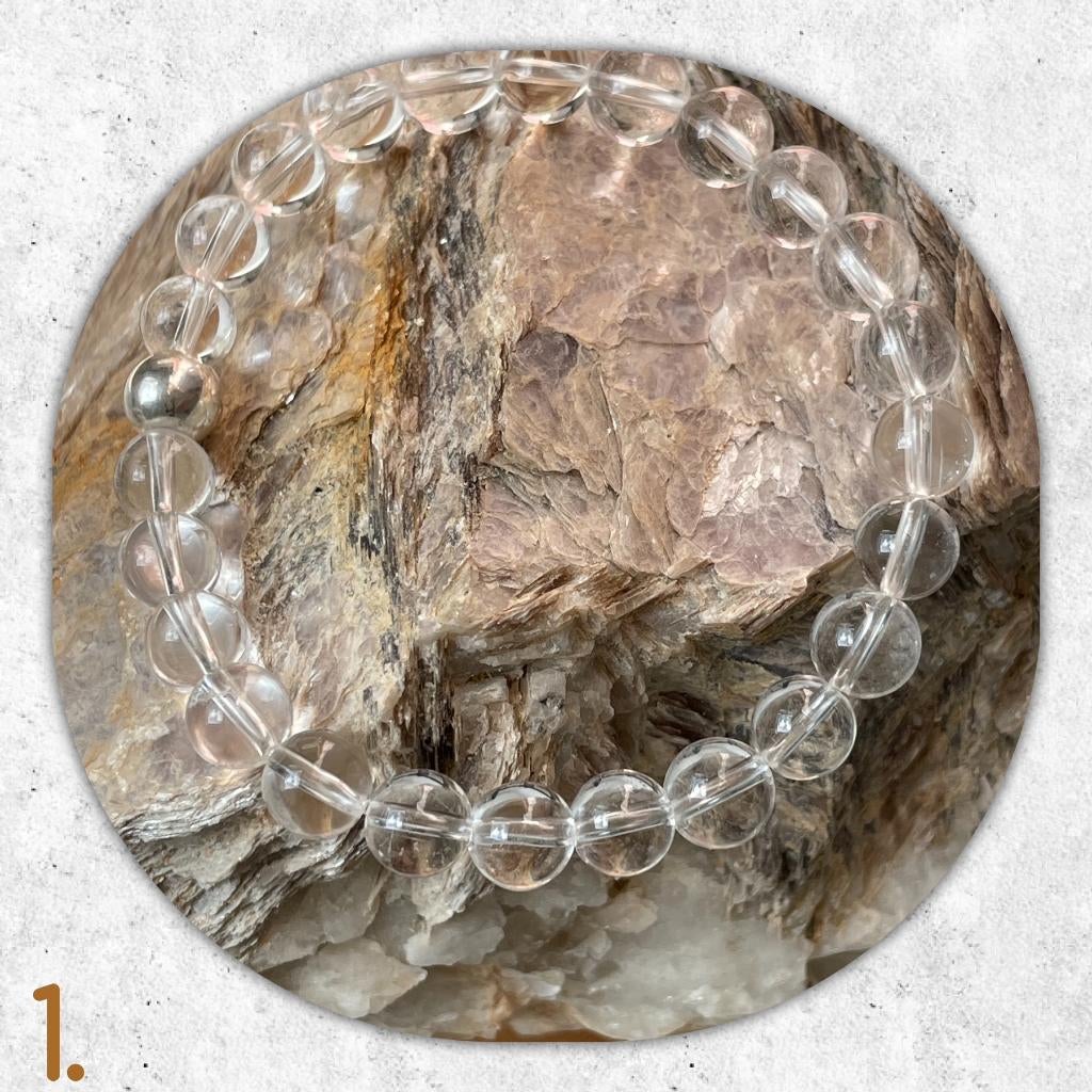 🦋 MJB Armband nr:1 Bergkristal halfedelsteen 17 cm, Overige materialen, Wit, Nieuw, Ophalen of Verzenden
