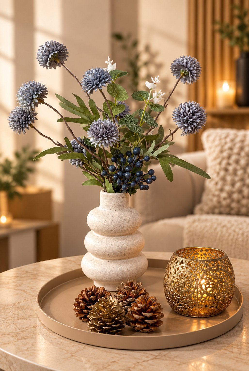 Blue Calm Tafeldecoratie Set | Compleet | €27,95, Binnen, Beige, 32 cm, Www.discountfashioncorner.nl