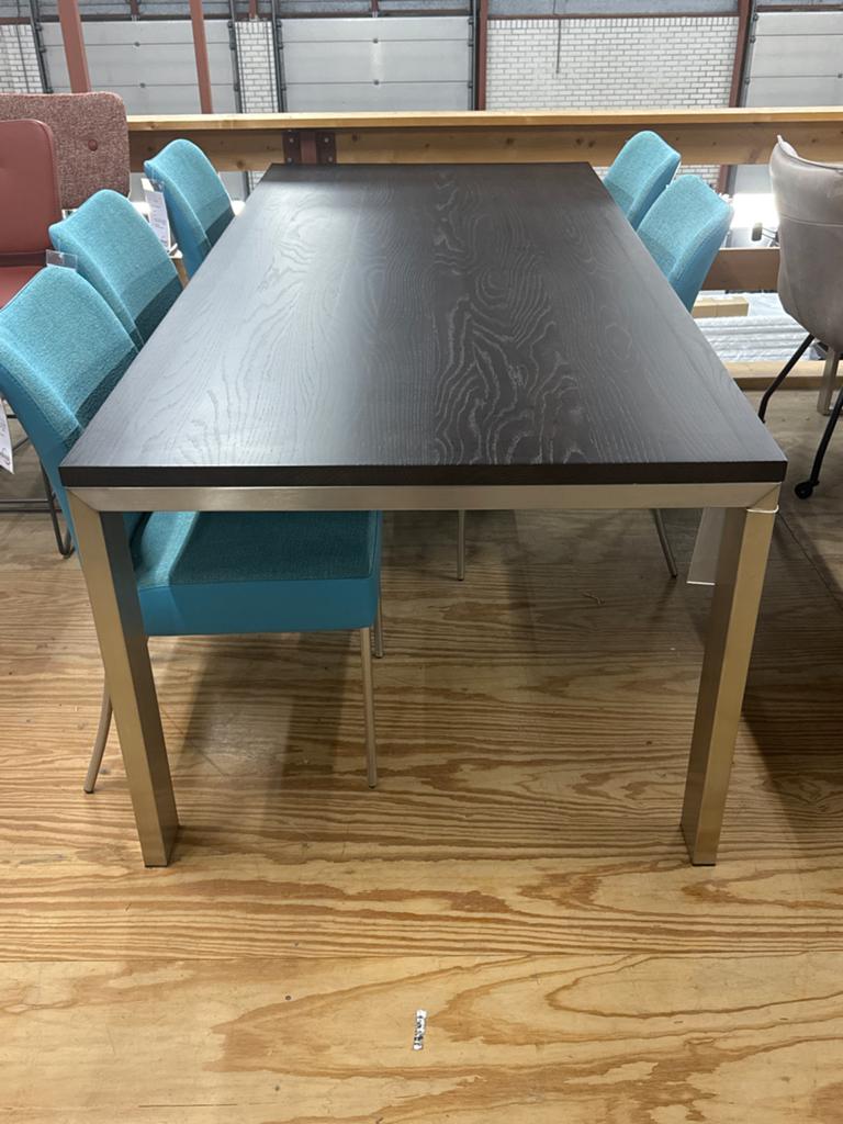 Bert Plantagie Bridge Eetkamertafel 220x100 Eiken Choco, Ophalen, Eikenhout, 50 tot 100 cm, Vijf personen of meer